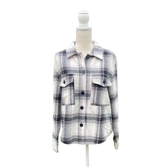 Sanctuary Girlfriend Flannel B & W Shirt Jacket - Picture 1 of 5